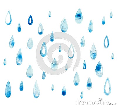 Hand draw aquarelle art paint blue watercolor rain Vector Illustration