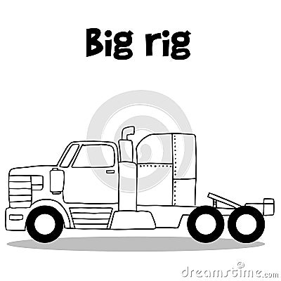 Hand draw of big rig transportation Vector Illustration