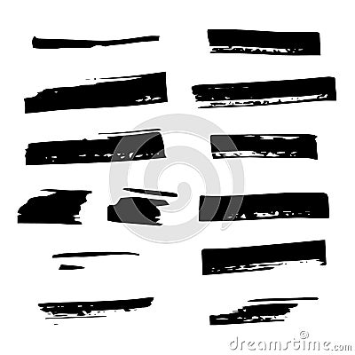 Hand draw brush strokes. Set of decorative black frames. Vector Illustration