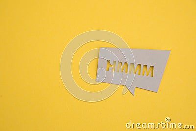 Hand draw bubble talk phrases. Word comment information HMMM. Stock Photo