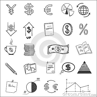 Hand draw business finance doodle sketch money Vector Illustration