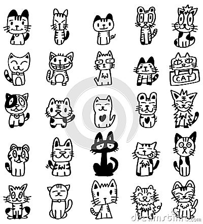 Hand draw cartoon cat icon Vector Illustration