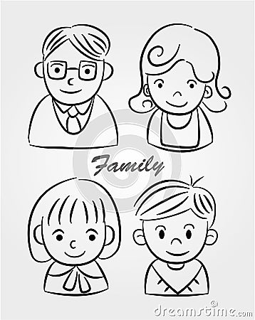Hand draw cartoon family icon Vector Illustration