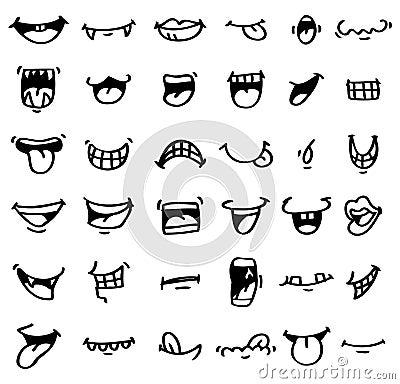 Hand draw cartoon mouth icon Vector Illustration