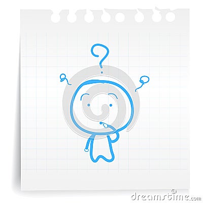 Dont know cartoon_on paper Note Vector Illustration