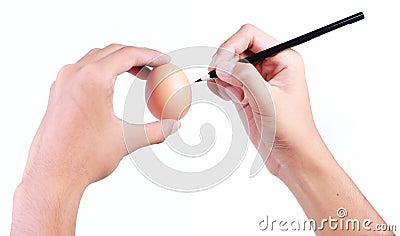 Hand draw on egg Stock Photo