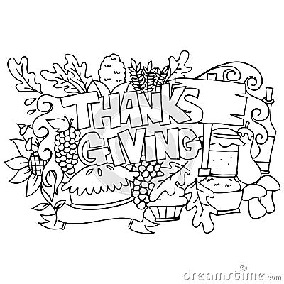 Hand draw element thanksgiving doodle art Vector Illustration