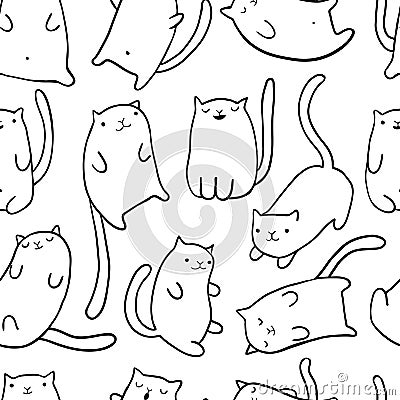 Hand draw funny cats Vector Illustration