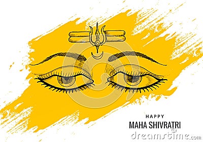 Hand draw hindu maha shivratri lord shiva eyes sketch card design Vector Illustration