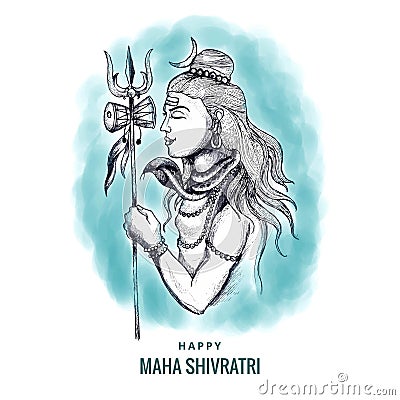 Hand draw hindu maha shivratri religious hindu festival card background Vector Illustration