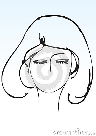 Hand draw lady face shape Vector Illustration