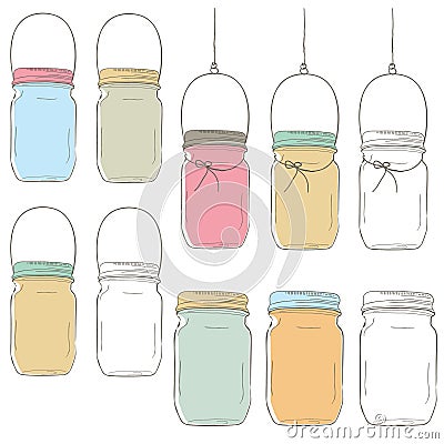 Hand Draw Mason Jar Vector Illustration