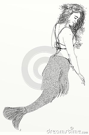 Mermaid, white background. Stock Photo