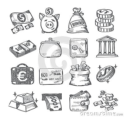 Hand draw money Vector Illustration