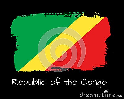 Hand draw Republic of the Congo flag Vector Illustration