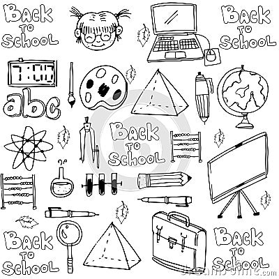 Hand draw school object in doodle Vector Illustration