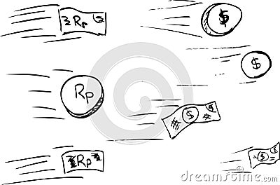 Hand draw sketch, money Running Out Vector Illustration