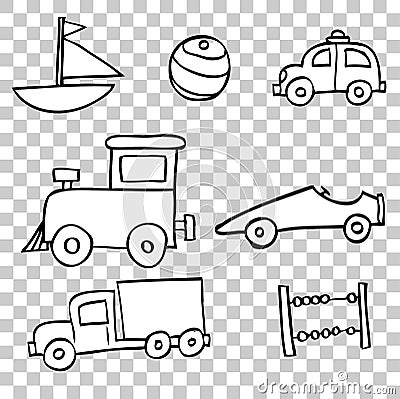 Hand draw sketch of Toddler Toys (Boy) Vector Illustration