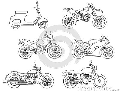 Hand draw style of a vector new motorcycle illustration for coloring book Vector Illustration