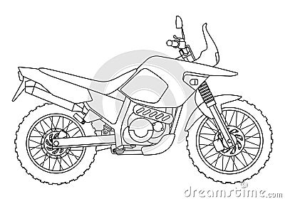 Hand draw style of a vector new motorcycle illustration for coloring book Vector Illustration