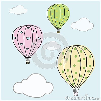 Hand draw vintage balloon Vector Illustration