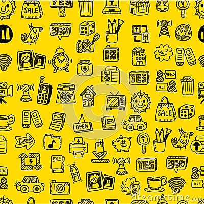 Hand draw web icons seamless pattern Vector Illustration