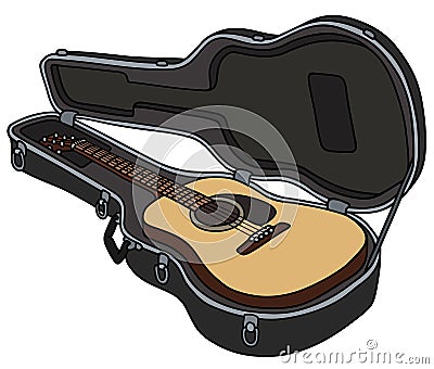 The accoustic guitar in a hard case Vector Illustration