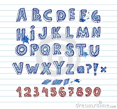 Hand drawing alphabet Vector Illustration