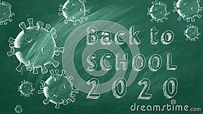 Back to School 2020. Hand drawing and animated text `Back to School 2020` on blackboard. Covid-19 concept. Start of the new school year 2020 Back to School 2020. Hand drawing and animated text `Back to School 2020` on blackboard. Covid-19 concept. Start of the new school year 2020