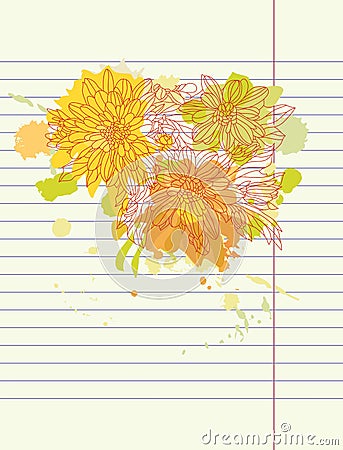 Hand drawing autumn flowers vector Vector Illustration