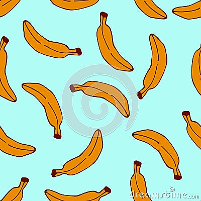 Hand drawing banana. Seamless vector pattern in sketch style. Vector Illustration