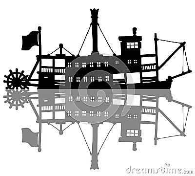 The vintage steam riverboat Vector Illustration