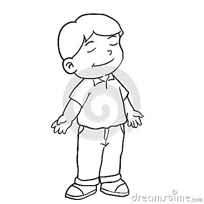 Hand drawing of boy standing -Vector Illustration Vector Illustration