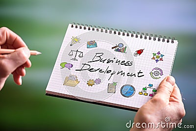 Business development concept on a notepad Stock Photo