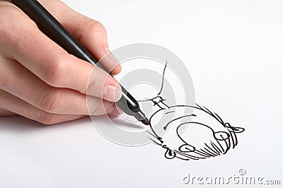 Hand drawing caricature Stock Photo