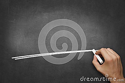 Hand drawing chalk underline on empty blackboard - copyspace background Stock Photo