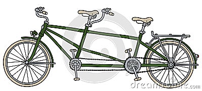 The green tandem bicycle Vector Illustration