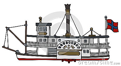 The vintage paddle steamboat Vector Illustration