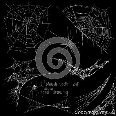 Hand drawing cobweb set Stock Photo