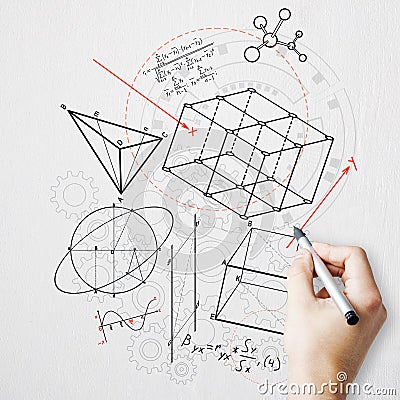 Creative geometric figures on white background Stock Photo