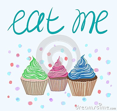Hand drawing cupcake with text Vector Illustration