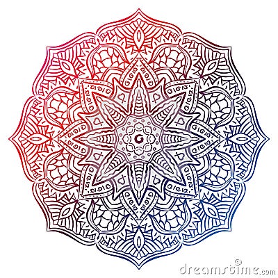 Hand drawing doodle fower mandala. Vector vintage decorative element. Vector Illustration