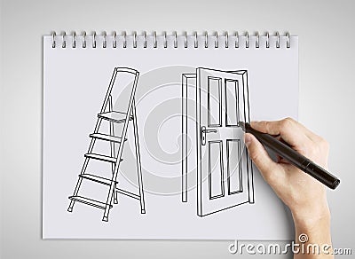 Hand drawing door Stock Photo