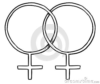 Hand Drawing Female and Female Symbol Illustration Vector Illustration