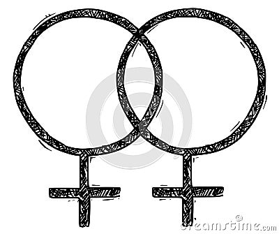 Hand Drawing Female and Female Symbol Illustration Vector Illustration