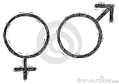 Hand Drawing Female and Male Symbol Illustration Vector Illustration