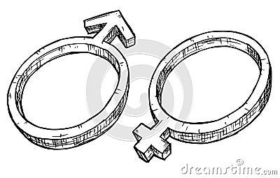 Hand Drawing Female and Male Symbol Illustration Vector Illustration