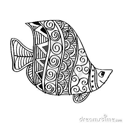 Hand drawing fish. Vector Illustration