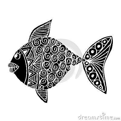 Hand drawing fish. Stock Photo