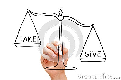 Give More Than You Take Scale Concept Stock Photo